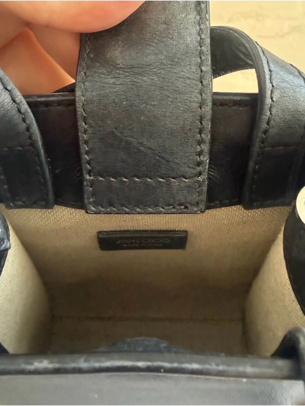 Jimmy Choo Black Leather Mini Tote Messenger